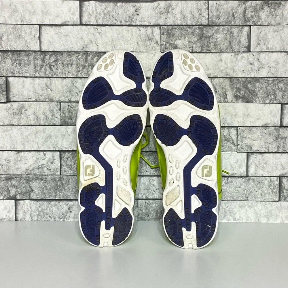 FootJoy Women's Neon Yellow Athletic Golf Shoe with Purple Logo